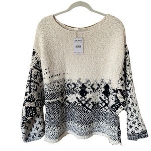 Free People Evening Ivory Combo NWT Sweater Size M
